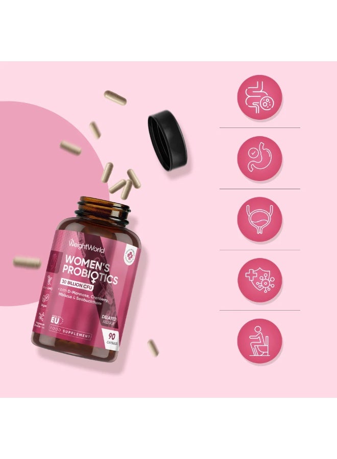 بروبيوتيك للنساء – 30 مليار وحدة تكوين مستعمرات (CFU) – يدعم صحة الجهاز الهضمي وصحة المهبل – 90 كبسولة – صنع في أوروبا - Image 3